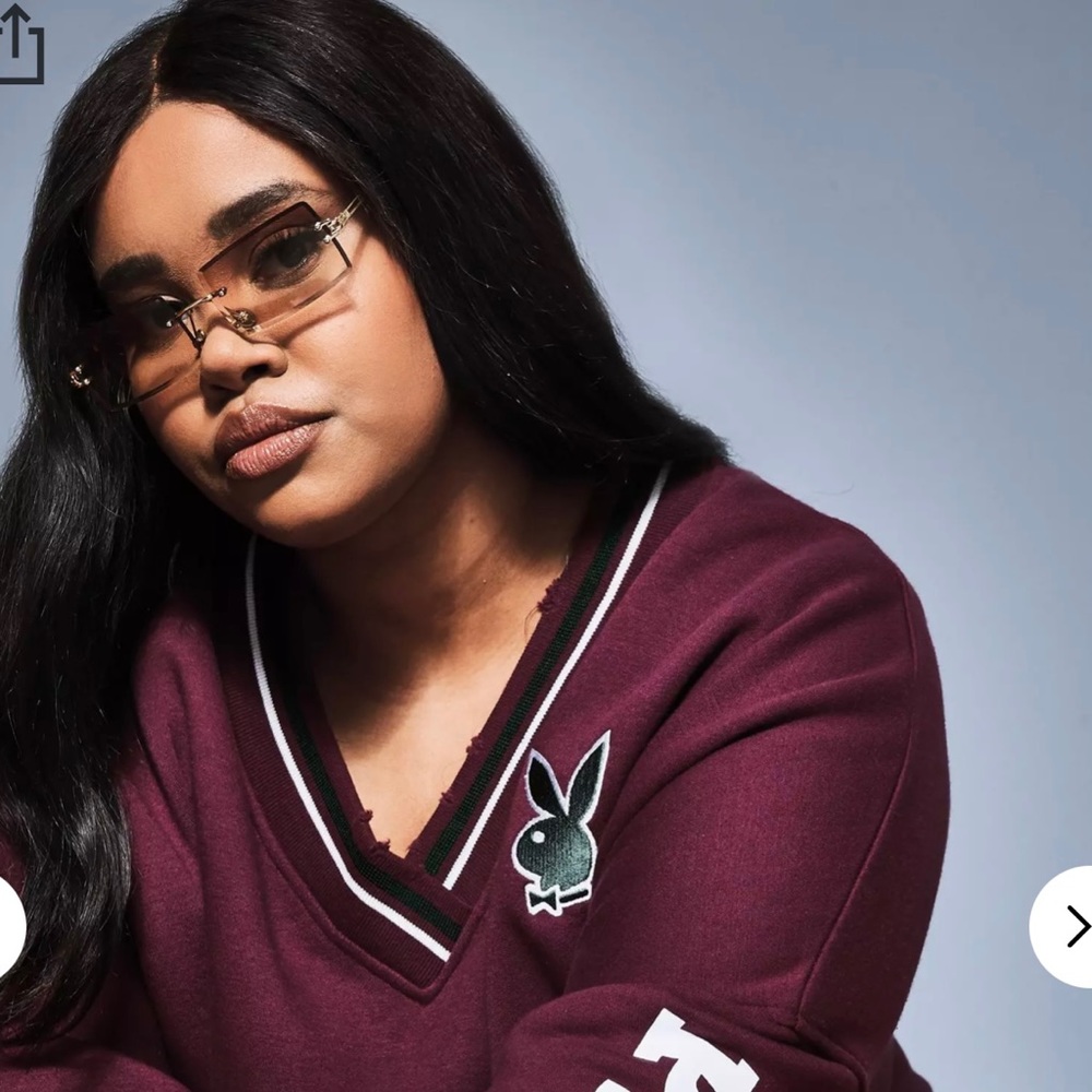 Playboy v neck oversized maroon hoodie